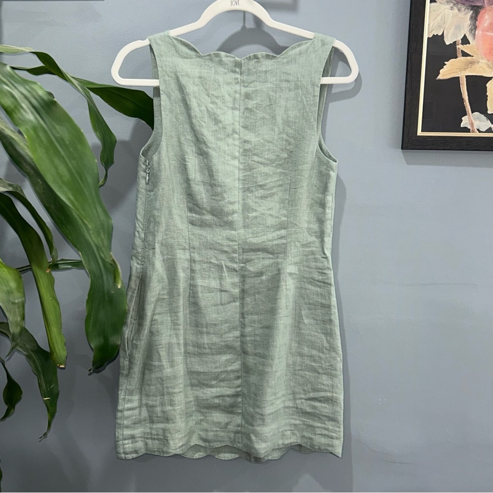 Abercrombie & Fitch Premium Linen Scalloped Mini Dress Sz XS NWT - Picture 3 of 4